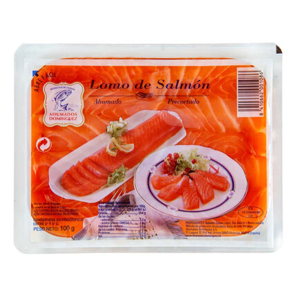 Lomo de Salmón Ahumado Precortado de Ahumados Dominguez - Delicadeza ahumada en cada loncha