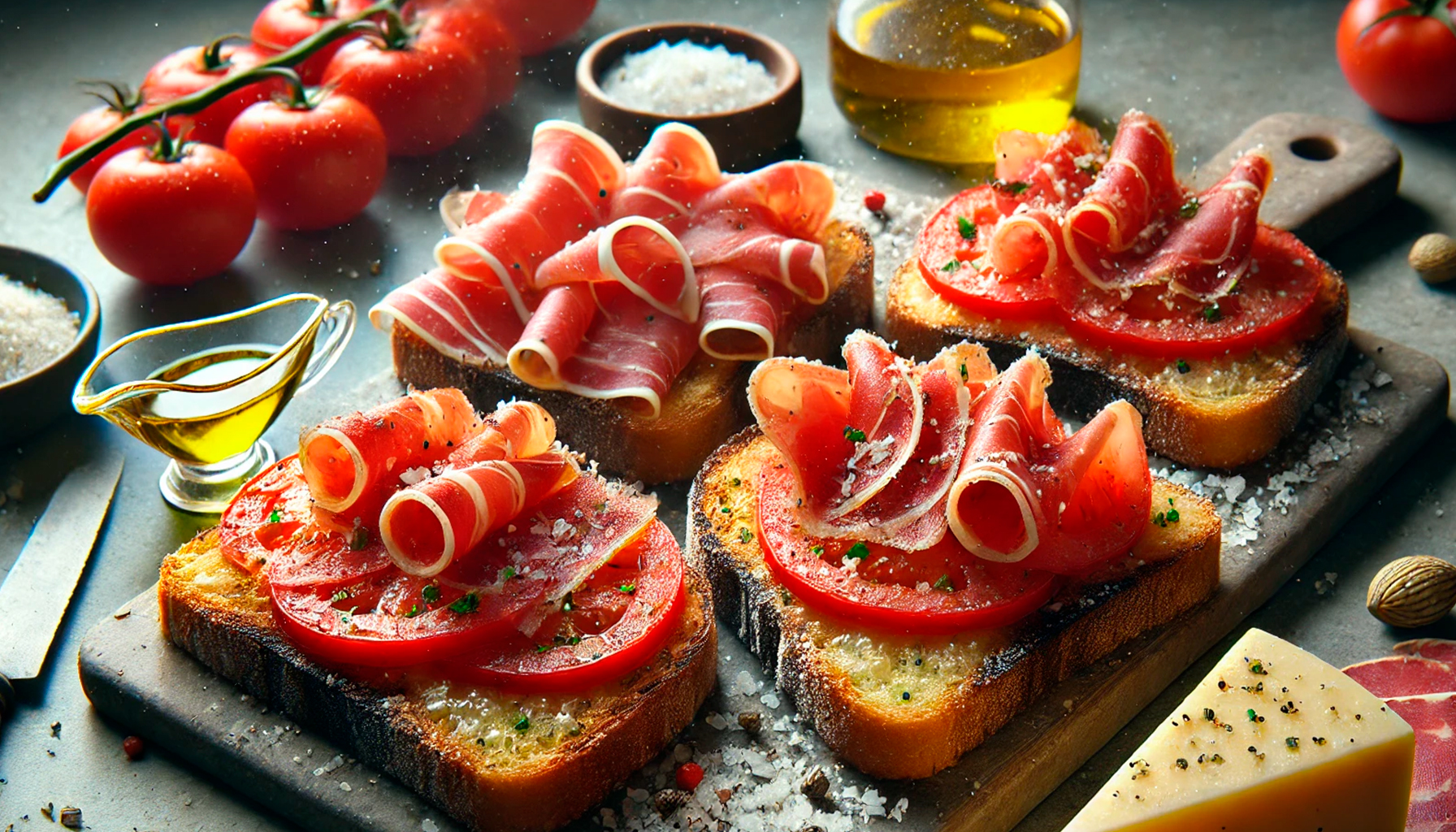 Receta Tosta de Papada Curada con Tomate y Queso Manchego